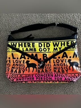 L.A.M.B. Yellow-Orange-Pink Gradient Logo Shoulder Bag